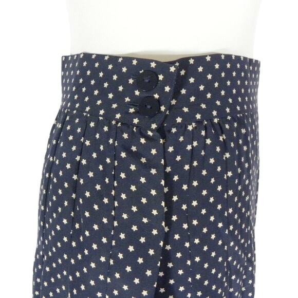 MILA SCHON Vintage Silk Pleated Midi A-line Skirt Navy Star Print - Picture 10 of 10